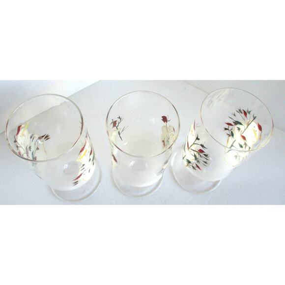 Twilight Snowman Frosted Iced Tea Glasses Footed Set Of 3 - Picture 5 of 7